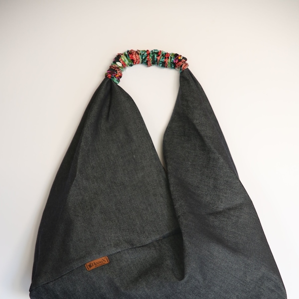 Denim Pattern Origami Bag, Shoulder Bag, Tote Bag, Canvas Bag, Handmade, Trendy Model, Women bags, Gift for her