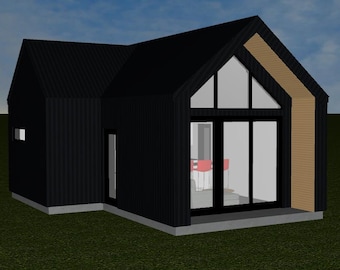 555sqft modern tiny home - cottage or backyard suite floor plan and CAD file