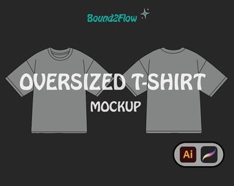 Oversized T Shirt Mockup Ubrania Szablon Tech Pack Streetwear Procreate Illustrator