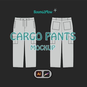 Cargo Pants Mockup Clothing Template Tech Pack Streetwear Procreate Illustrator