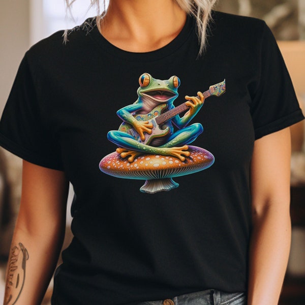 Hippie Shirt, Hippie Frog T-Shirt, Hippie Frog Playing Guitar Shirt, Hippie Life Tee, Frog Lover Gift, Boho Style Shirt, Bohemian Shirt Gift