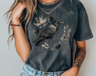 Gothic Crow T-Shirt: Mystical Raven Design, Inspiring Quote