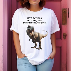 Lustige Grammatik Shirt, Satzzeichen Shirt, lass uns essen Kinder, lass uns essen, Kinder, Englisch Lehrer Shirt, Satzzeichen rettet Leben Shirt, Kommas sparen