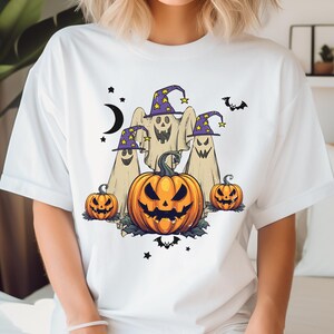 Comfort Colors® Retro Ghost Halloween shirt, Spooky Season shirt, Halloween Party Shirt, Pumpkin shirt, Halloween Women&#39;s Fall Shirt