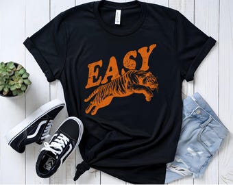 T-shirt à motif tigre orange : chemise unisexe rétro
