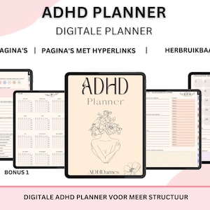 ADHD planner ADHD digitale planner planner ADHD schoonmaak en maaltijdplanner printbaar gewoonte en medicatie tracker afbeelding 1