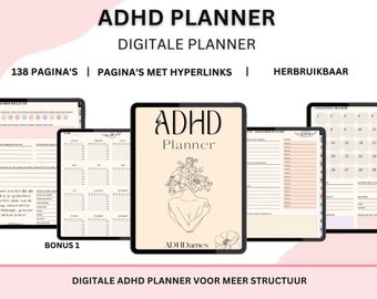 ADHD planner | ADHD digitale planner | planner ADHD | schoonmaak en maaltijdplanner | printbaar | gewoonte en medicatie tracker