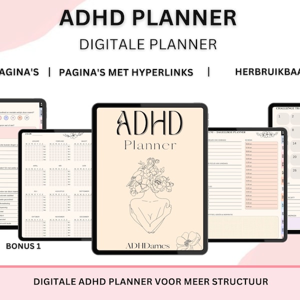 ADHD planner | ADHD digitale planner | planner ADHD | schoonmaak en maaltijdplanner | printbaar | gewoonte en medicatie tracker
