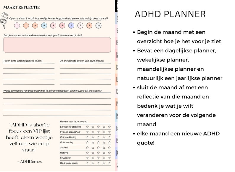 ADHD planner ADHD digitale planner planner ADHD schoonmaak en maaltijdplanner printbaar gewoonte en medicatie tracker afbeelding 6