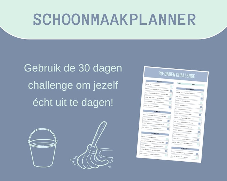 Digitale schoonmaak planner opruimen checklist schoonmaken huis en tuin ordenen en organiseren planner om uit te printen afbeelding 6