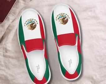Zapatillas sin cordones de lona para hombre con la bandera de México, regalo ideal para aficionados al fútbol del campeonato 2026.