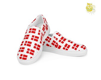 Denmark Women’s Slip-on Canvas Shoes, Casual Shoes, Euro Championship, National Team Gift, Soccer Fan Gift