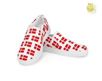 Denmark Men’s Slip-on Canvas Shoes, Casual Shoes, Euro Championship, National Team Gift, Soccer Fan Gift
