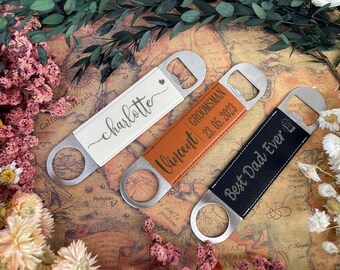 Personalized Bottle Opener, Leather Bottle Opener,Custom Gift for Best Men,Bachelor Party Favor,Fathers Day Gift,Bar-Tending Gifts