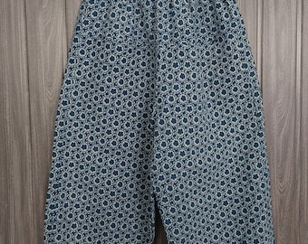 Hand Dyed Indigo Elastic Waist Cotton Pants /High Waist Pants  Harem pants trousers Women 100% Cotton