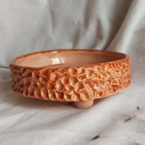 Ceramic Plate, Ceramic Bowl, Handmade Ceramic Plate, Decorative Plate, Coffee Colored Decorative Handmade Ceramic Footed Bowl image 1
