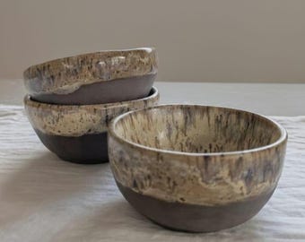 Handmade Japandi Stoneware Bowl, Speckled Glaze Pottery