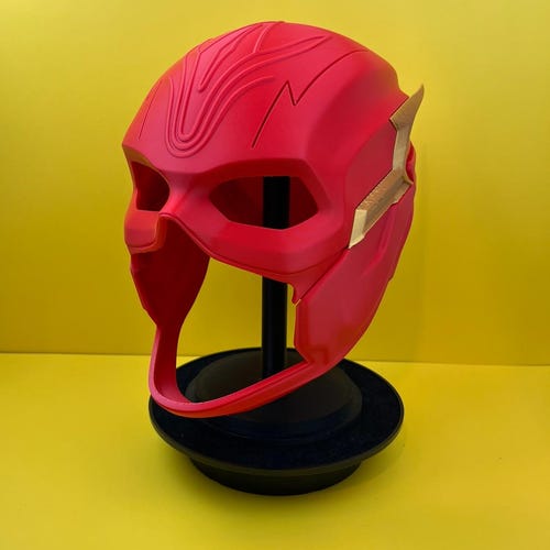 Casque de cosplay rouge style héros Speedster - Masque de super-héros portable pour adultes - Accessoire de costume de science-fiction