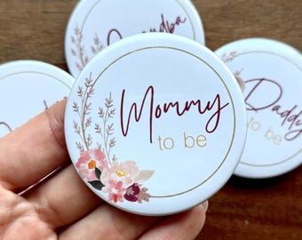 Floral Baby Shower Pinback Buttons – Custom Party Pins