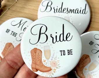 Boots and Bubbly Bridal Shower Pins: Country Western Bride to Be