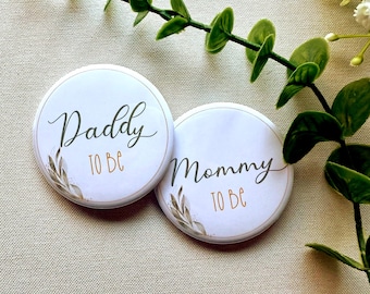 Eucalyptus Baby Shower Pinback Buttons – Greenery & Gold Party Pins