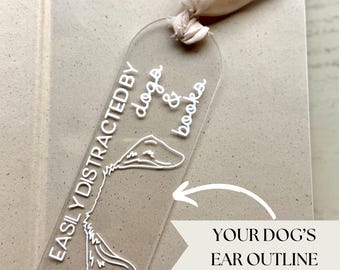 Personalized Dog Bookmark – Custom Pet Ear Outline, Acrylic Gift