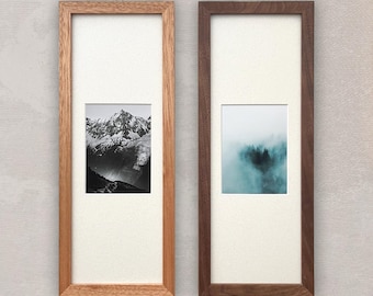 Marco de nogal y meranti con paspartú grande: marcos de fotos minimalistas de madera, estilo galería, finos, sencillos y hechos a mano.