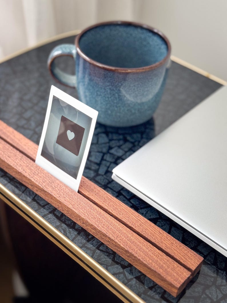 Photo Keeping Stand Mahogany Wooden Photo Stand, Minimalist Handmade Picture Holder for ...