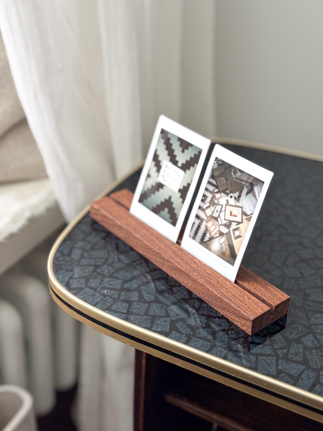 Photo Keeping Stand Mahogany Wooden Photo Stand, Minimalist Handmade Picture Holder for ...