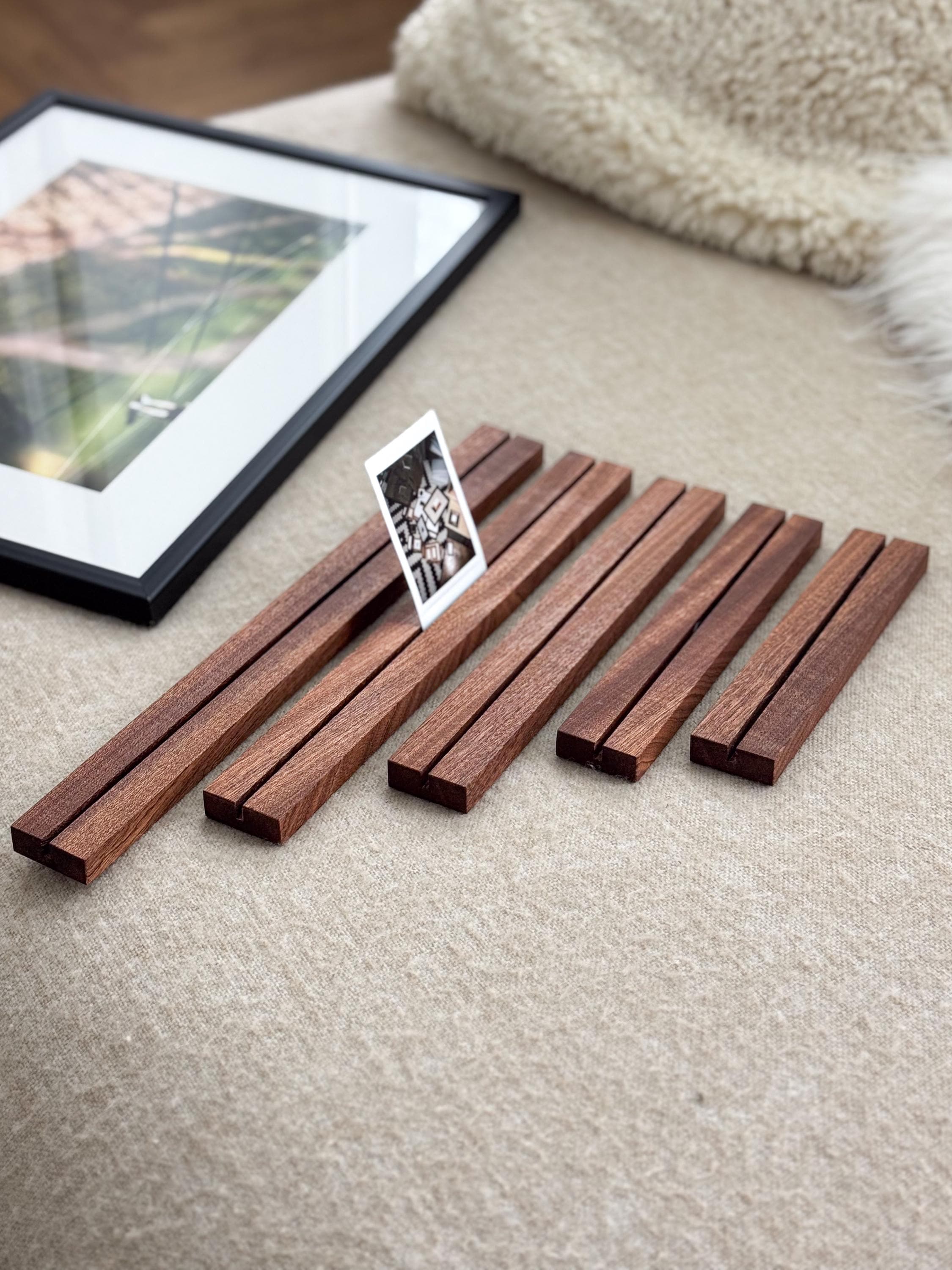 Mahogany Wooden Photo Stand, Minimalist Handmade Picture Holder