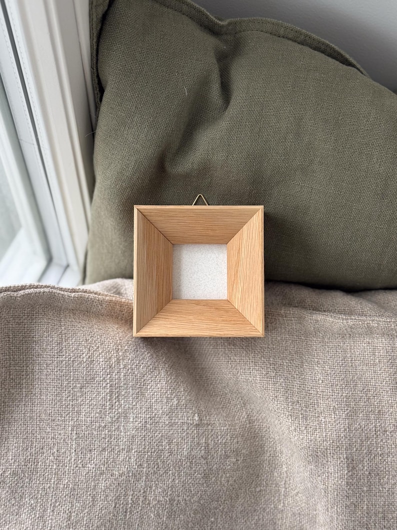 Solid Oak Wood Picture Frame / Angled Wooden Frame / Small Handmade Frame / Mini Wooden Decor / Gift Idea image 3