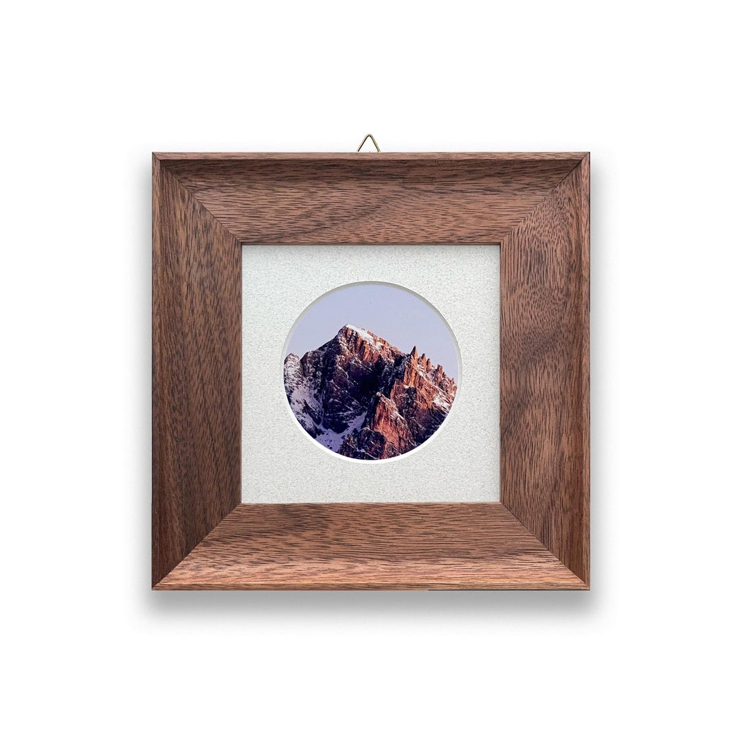 Square Walnut Frame Picture Frame Walnut Square With Circular Mat, Handmade Wooden Gallery ...