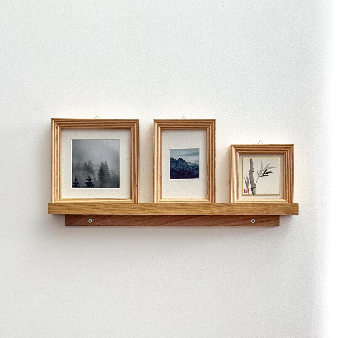 Set of 3 Wood Picture Frames, Plywood Layered Striped Frames, Angled ...