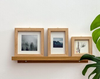 Juego de 3 marcos de fotos de madera, marcos de madera contrachapada con rayas en capas, juego de marcos minimalistas modernos, decoración hecha a mano para escritorio o pared.