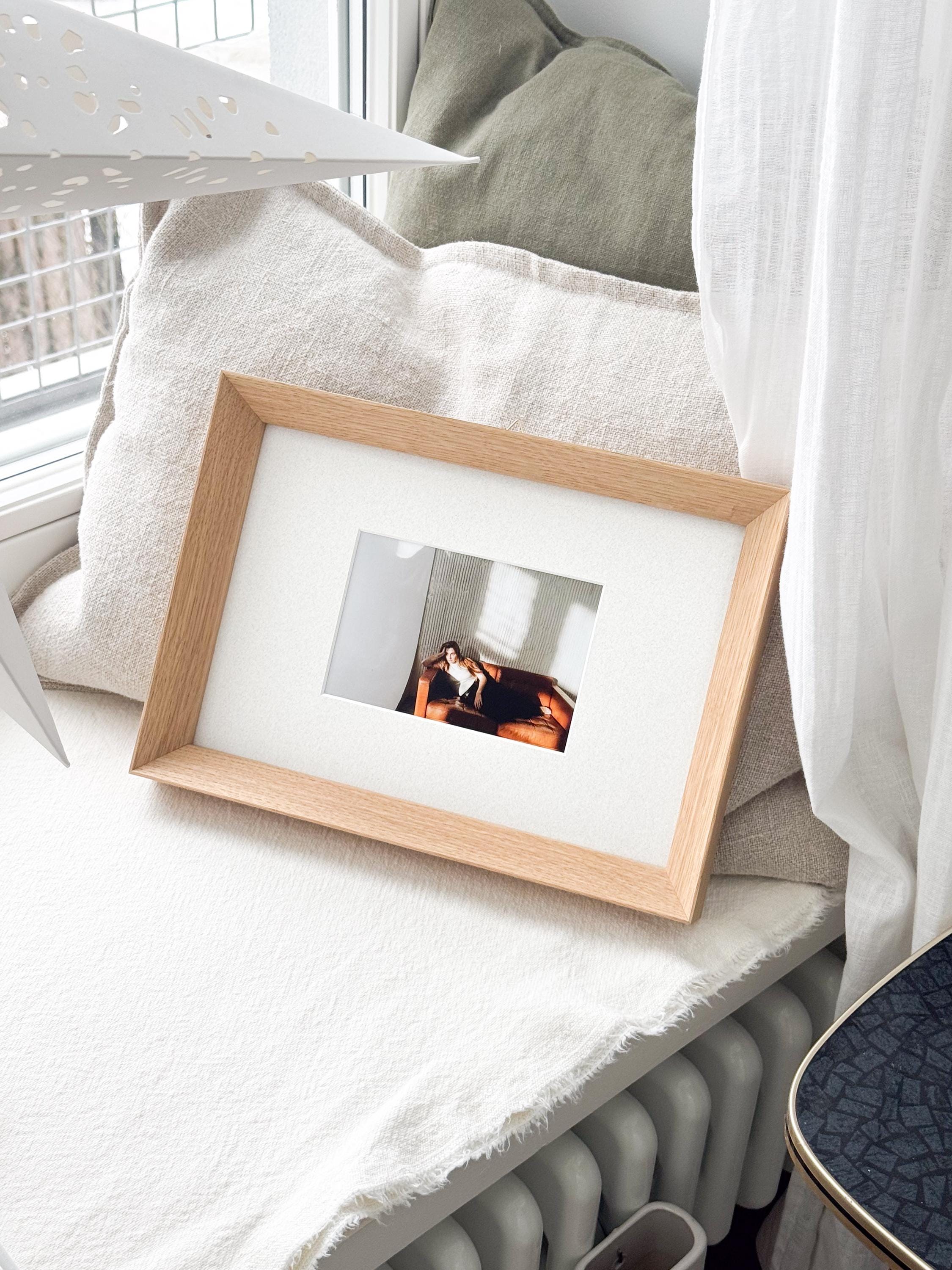 Solid Oak Wood Picture Frame / Thick Angled Profile / Minimalist Heavy ...