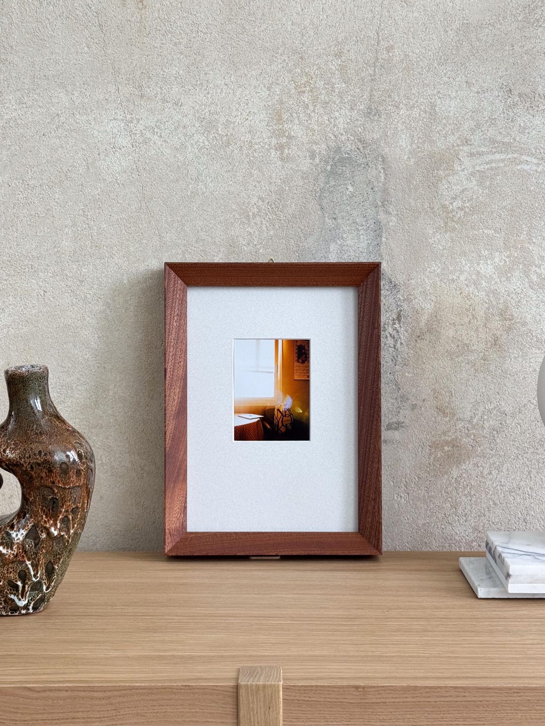 Solid Mahogany Wood Picture Frame / Thick Angled Profile / Minimalist ...