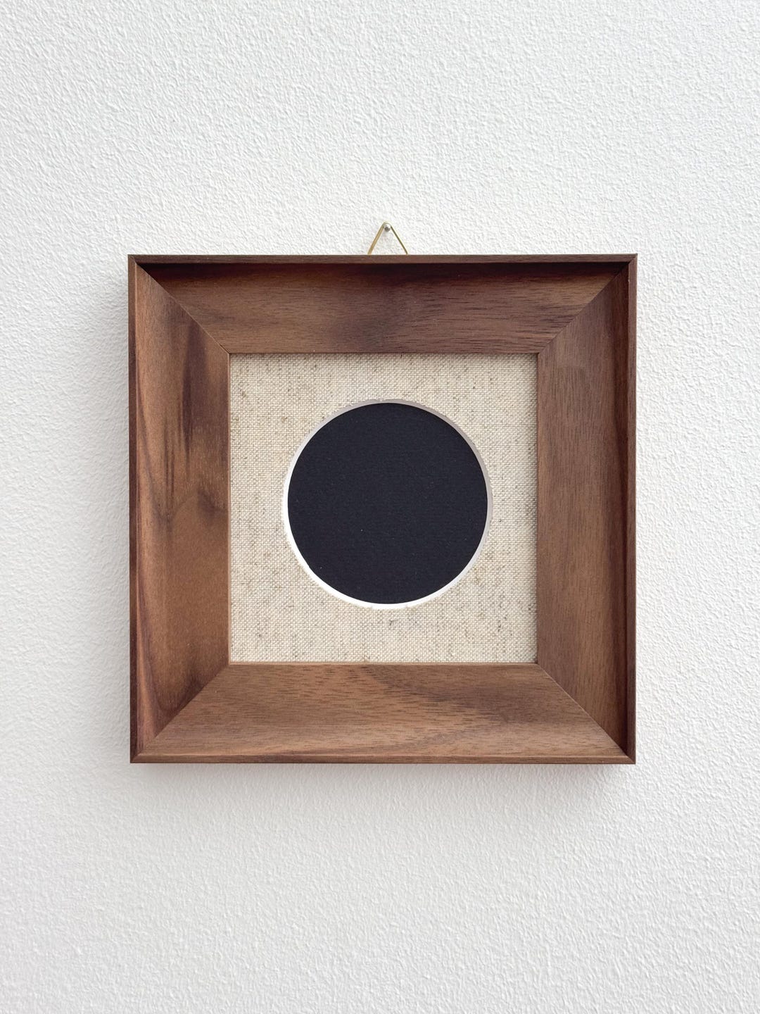 Square Walnut Frame Walnut Wood Frame With Round Canvas Mat Window / Handmade Square ...