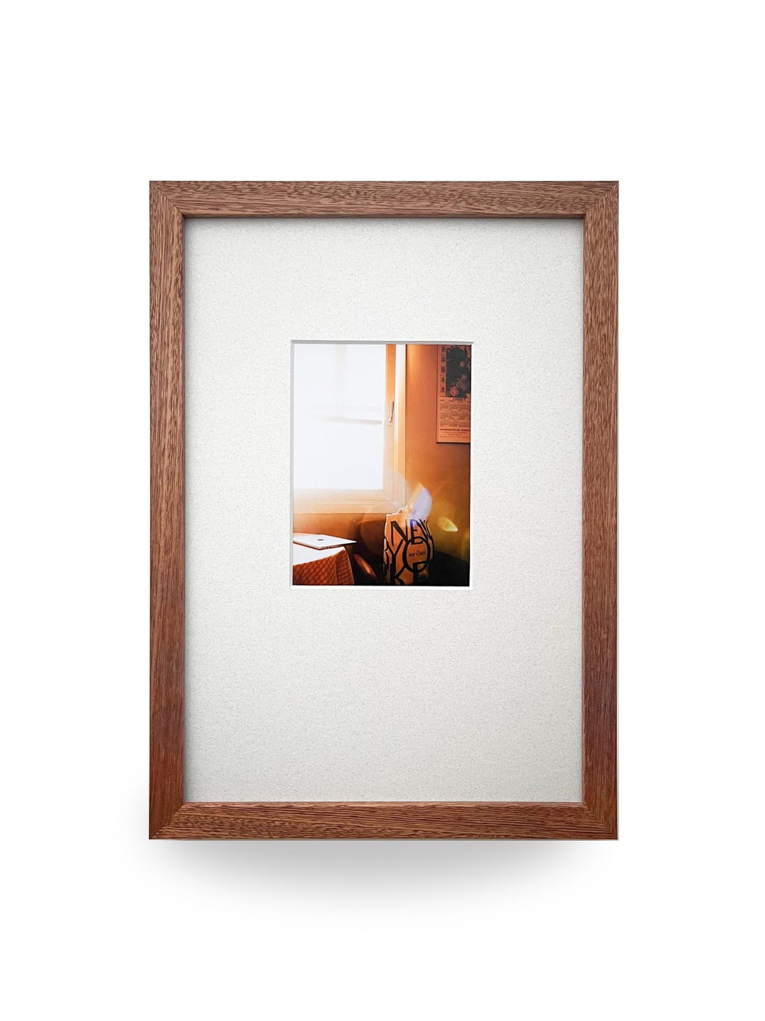 Solid Picture Frame Solid Mahogany Frame With Large Mat – Minimalist Wooden Picture Frame ...