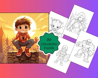 Superhero Coloring Book: 20 Printable Kids Activities (Instant Download)