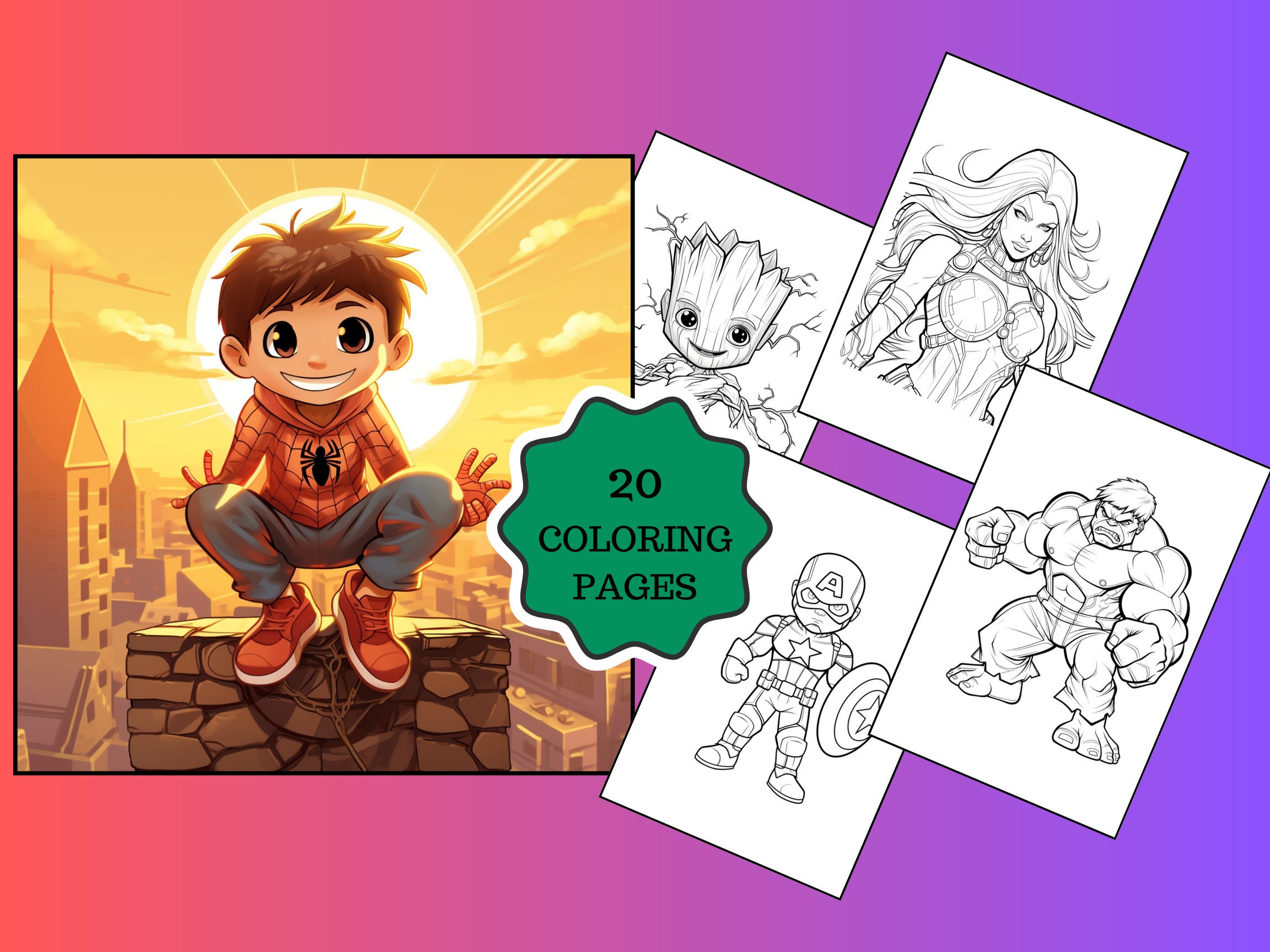 Superhero Spectacular Coloring Adventures for Kids Instant Download ...