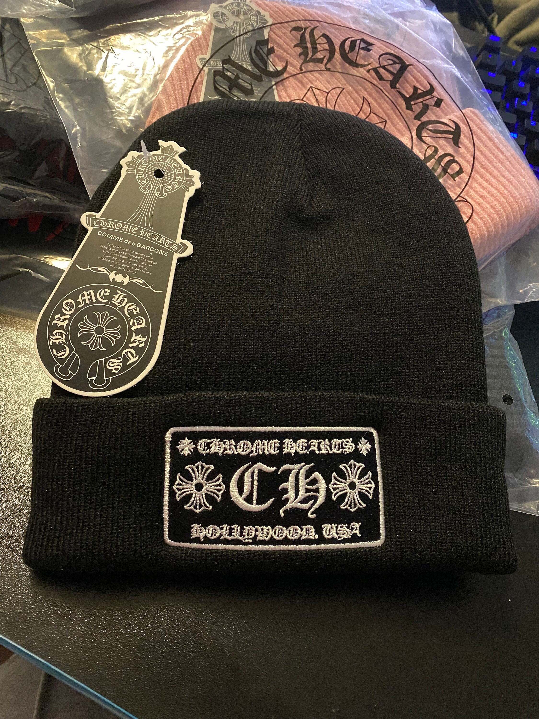 CHROME HEART BEANIE Black Design - Etsy