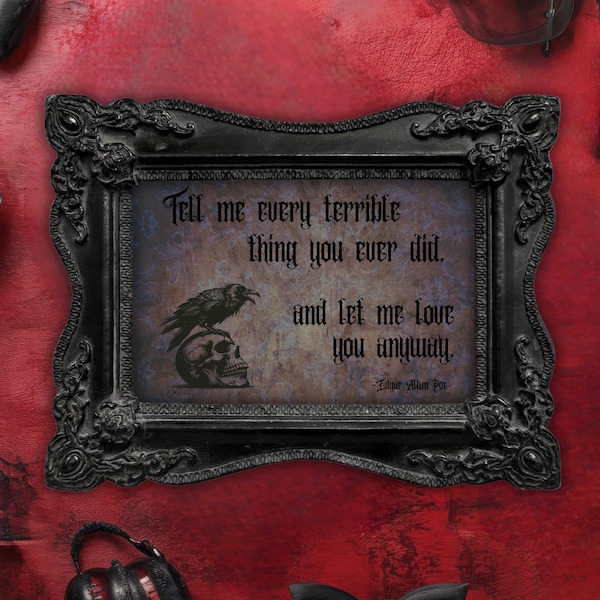 Gothic Inspired Poster, Rolled Art Print, Edgar Allen Poe Quote Wall Decor, Unique Gothic Art Print, Literary Home Decor