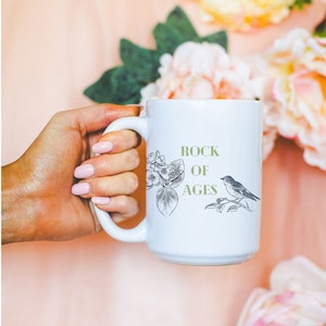Rock of Ages hymnemok, christelijke lyrische mok (15oz)