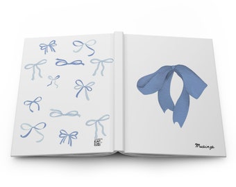 Blue Bow Hardcover Journal; Bow Aesthetic; Cottagecore; Bow Notebook; Girly Journal; Coquette Journal; Bow Journal; minimal style