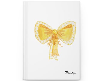 Yellow Bow Hardcover Journal; Bow Aesthetic; Cottagecore; Bow Notebook; Girly Journal; Coquette Journal; Bow Journal; minimal style