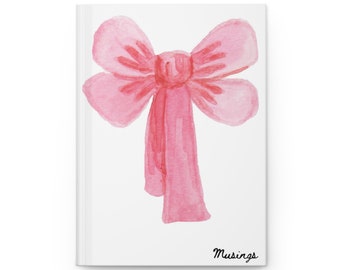 Pink Bow Hardcover Journal; Bow Aesthetic; Pink Journal; Bow; Girly Journal; Coquette Journal; Bow Journal;cottagecore; minimal style