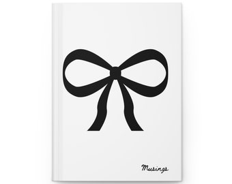 Black classy Bow Hardcover Journal; Bow Aesthetic; Black Journal; Bow Notebook; Girly Journal; Coquette Journal; Bow Journal; minimal style