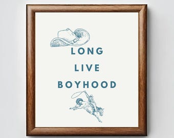 Cowboy Nursery Art Print, Western Boy Room Decor (Digital Download)