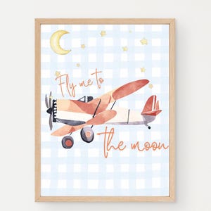 Fly Me To The Moon Nursery Art Print, Boys Room Art Print, Outer Space Nursery Decor, Toddler Playroom Wall Art, Toddler Room Art