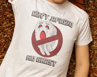Distressed Ghostbusters inspired Minecraft T-shirt featuring hand crafted Ghast